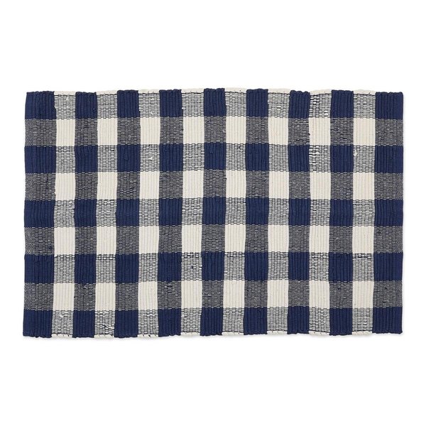 Design Imports Navy & Cream Buffalo Check Rag Rug26 x 40 cm CAMZ11261